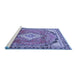 Sideview of Machine Washable Medallion Blue Traditional Rug, wshtr408blu