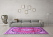 Machine Washable Medallion Purple Traditional Area Rugs in a Living Room, wshtr408pur