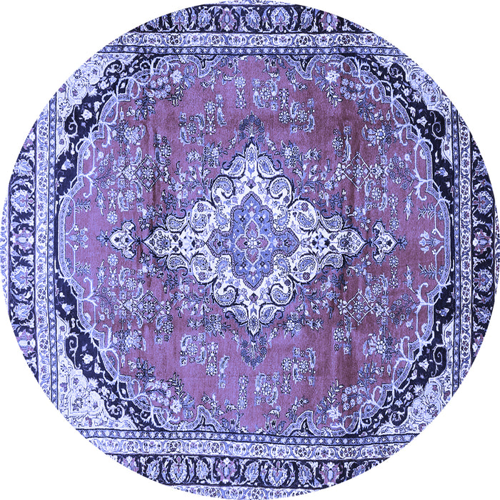 Round Medallion Blue Traditional Rug, tr408blu