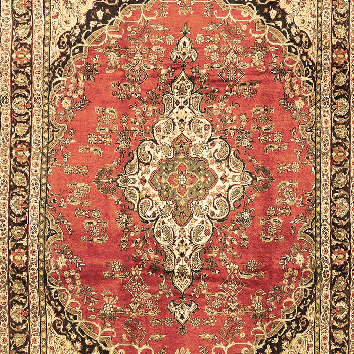 Machine Washable Medallion Brown Traditional Rug, wshtr408brn