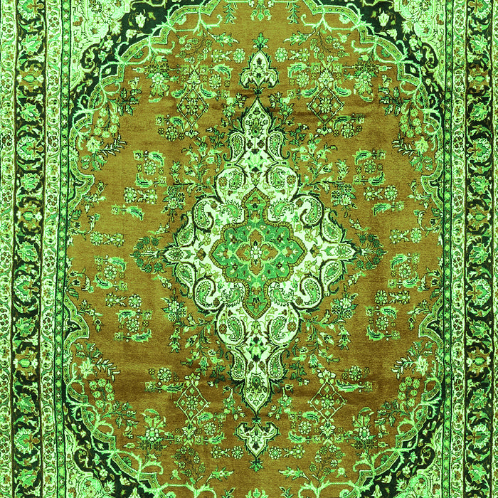 Serging Thickness of Machine Washable Medallion Green Traditional Area Rugs, wshtr408grn