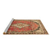 Sideview of Machine Washable Medallion Brown Traditional Rug, wshtr408brn