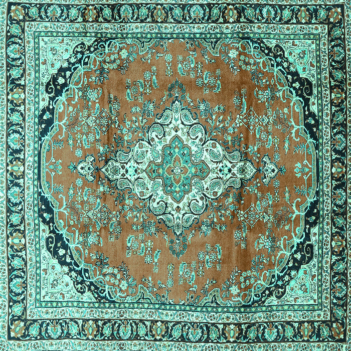 Square Medallion Turquoise Traditional Rug, tr408turq
