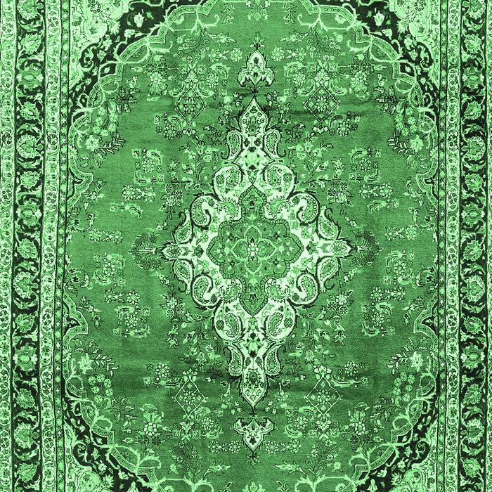 Machine Washable Medallion Emerald Green Traditional Area Rugs, wshtr408emgrn