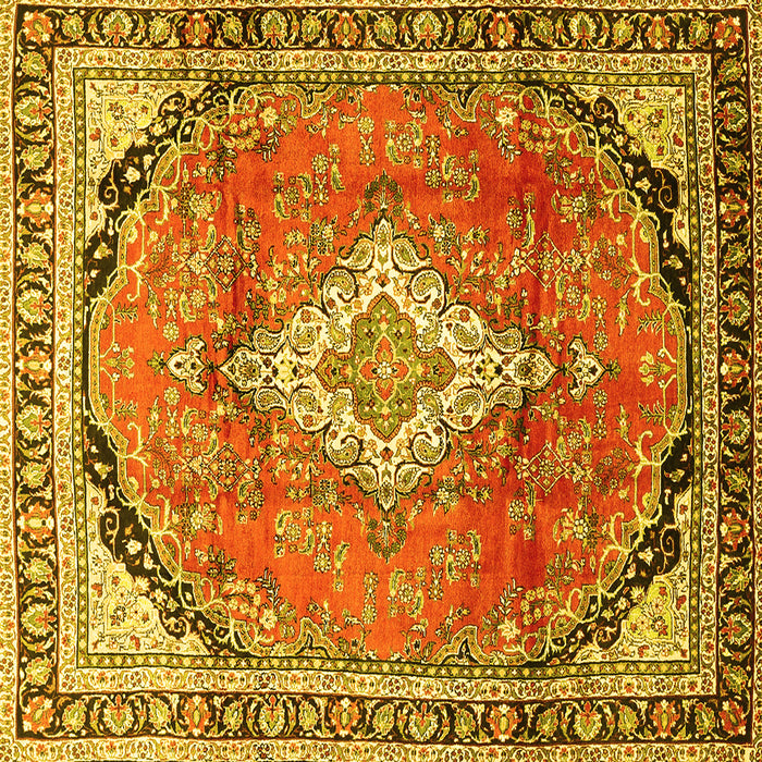 Square Medallion Yellow Traditional Rug, tr408yw