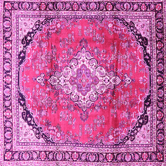 Square Machine Washable Medallion Pink Traditional Rug, wshtr408pnk