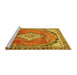 Sideview of Machine Washable Medallion Yellow Traditional Rug, wshtr408yw