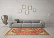 Machine Washable Medallion Brown Traditional Rug in a Living Room,, wshtr408brn