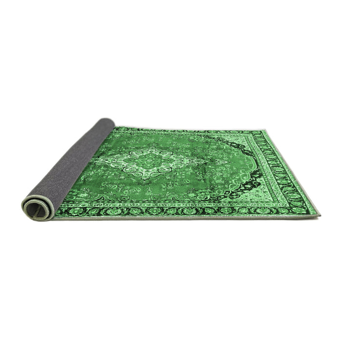 Sideview of Medallion Emerald Green Traditional Rug, tr408emgrn