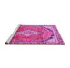 Sideview of Machine Washable Medallion Pink Traditional Rug, wshtr408pnk