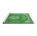 Sideview of Machine Washable Medallion Emerald Green Traditional Area Rugs, wshtr408emgrn