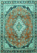 Machine Washable Medallion Turquoise Traditional Area Rugs, wshtr408turq