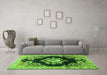 Machine Washable Medallion Green Traditional Area Rugs in a Living Room,, wshtr4090grn