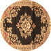 Round Machine Washable Medallion Brown Traditional Rug, wshtr4090brn