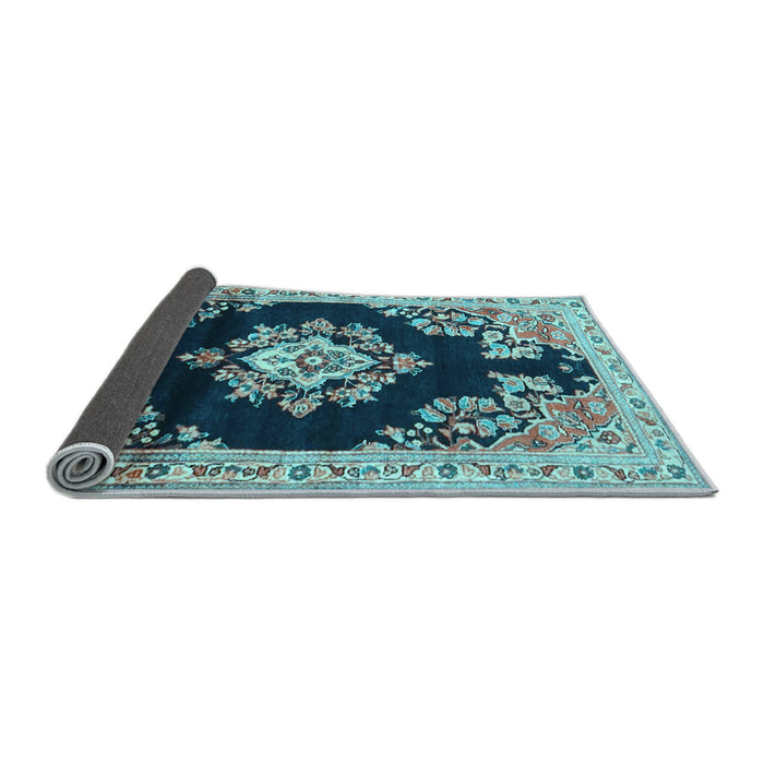 Sideview of Medallion Light Blue Traditional Rug, tr4090lblu