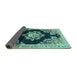 Sideview of Medallion Turquoise Traditional Rug, tr4090turq