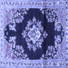 Square Machine Washable Medallion Blue Traditional Rug, wshtr4090blu