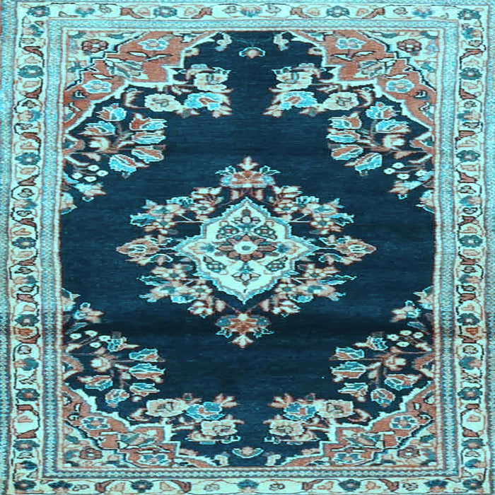 Square Medallion Light Blue Traditional Rug, tr4090lblu
