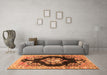 Machine Washable Medallion Orange Traditional Area Rugs in a Living Room, wshtr4090org