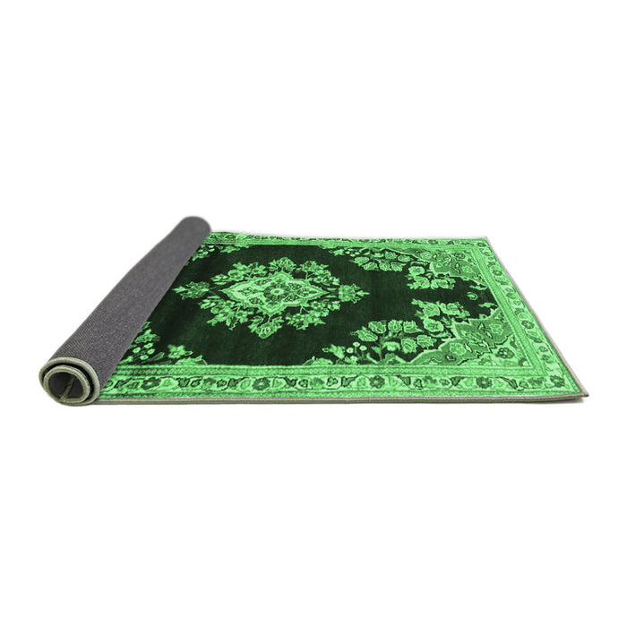 Sideview of Medallion Emerald Green Traditional Rug, tr4090emgrn