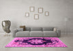 Machine Washable Medallion Pink Traditional Rug in a Living Room, wshtr4090pnk