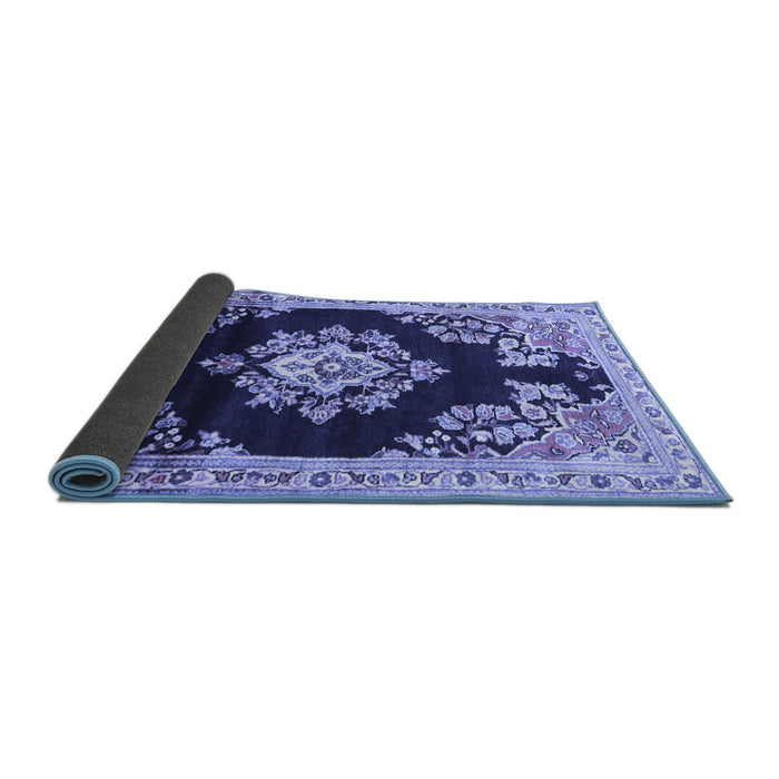 Sideview of Medallion Blue Traditional Rug, tr4090blu