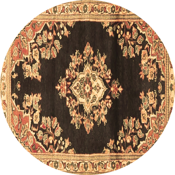 Round Medallion Brown Traditional Rug, tr4090brn