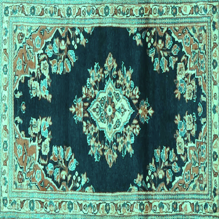 Square Medallion Turquoise Traditional Rug, tr4090turq