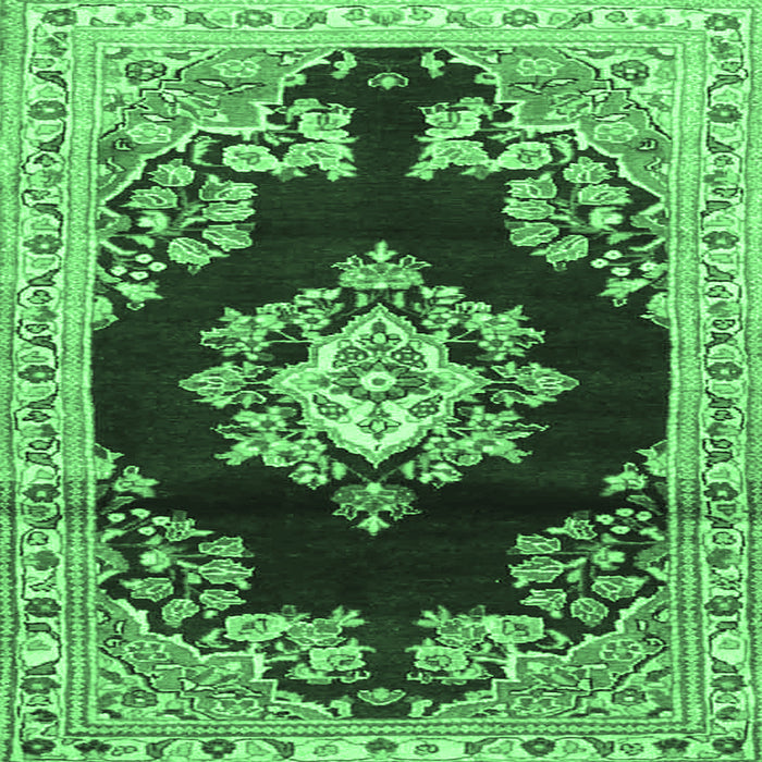 Square Machine Washable Medallion Emerald Green Traditional Area Rugs, wshtr4090emgrn