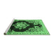 Sideview of Machine Washable Medallion Emerald Green Traditional Area Rugs, wshtr4090emgrn