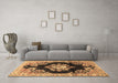 Machine Washable Medallion Brown Traditional Rug in a Living Room,, wshtr4090brn