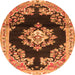 Machine Washable Medallion Orange Traditional Area Rugs, wshtr4090org