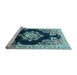 Sideview of Machine Washable Medallion Light Blue Traditional Rug, wshtr4090lblu