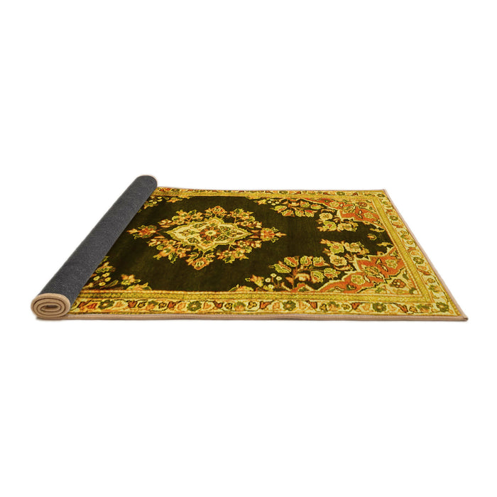 Sideview of Medallion Yellow Traditional Rug, tr4090yw