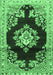 Machine Washable Medallion Emerald Green Traditional Area Rugs, wshtr4090emgrn