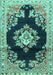 Machine Washable Medallion Turquoise Traditional Area Rugs, wshtr4090turq