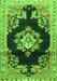 Serging Thickness of Machine Washable Medallion Green Traditional Area Rugs, wshtr4090grn