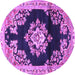 Round Medallion Purple Traditional Rug, tr4090pur