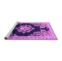 Sideview of Machine Washable Medallion Purple Traditional Area Rugs, wshtr4090pur