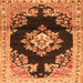 Round Machine Washable Medallion Orange Traditional Area Rugs, wshtr4090org