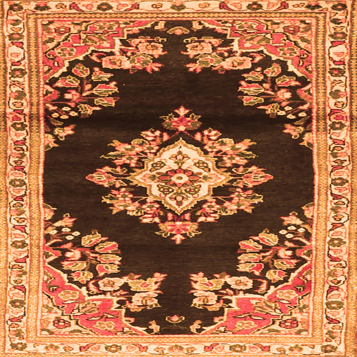 Serging Thickness of Medallion Orange Traditional Rug, tr4090org