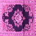 Square Machine Washable Medallion Pink Traditional Rug, wshtr4090pnk
