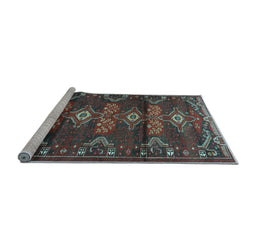 Sideview of Machine Washable Persian Light Blue Traditional Rug, wshtr4091lblu