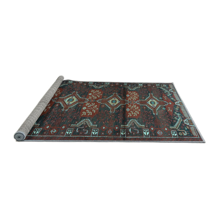 Sideview of Machine Washable Persian Light Blue Traditional Rug, wshtr4091lblu