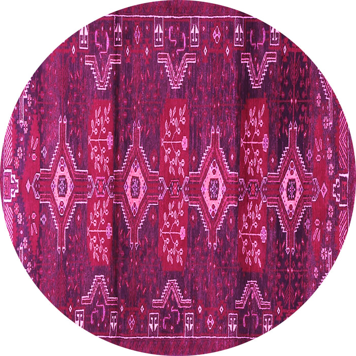 Round Machine Washable Persian Pink Traditional Rug, wshtr4091pnk