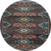 Round Persian Light Blue Traditional Rug, tr4091lblu