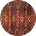 Round Persian Brown Traditional Rug, tr4091brn