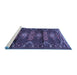 Sideview of Machine Washable Persian Blue Traditional Rug, wshtr4091blu