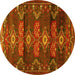 Round Persian Yellow Traditional Rug, tr4091yw