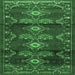 Square Machine Washable Persian Emerald Green Traditional Area Rugs, wshtr4091emgrn